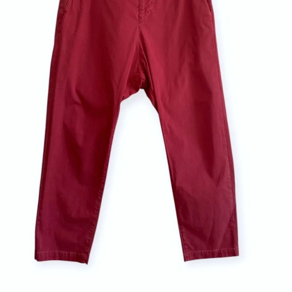 Nili Lotan Paris Drop Crotch Cropped Pants, ‎ Size 10, Red - Picture 10 of 12